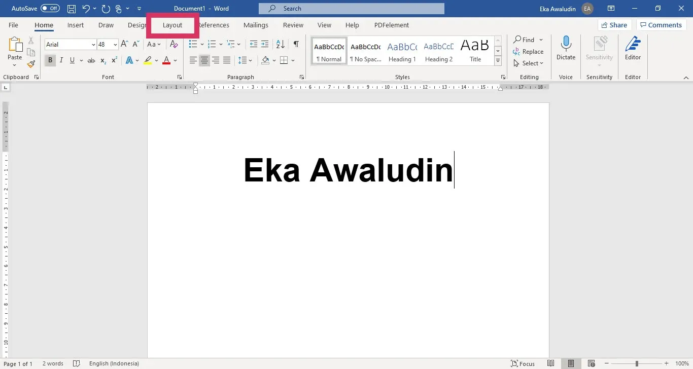 Pilih menu Layout.